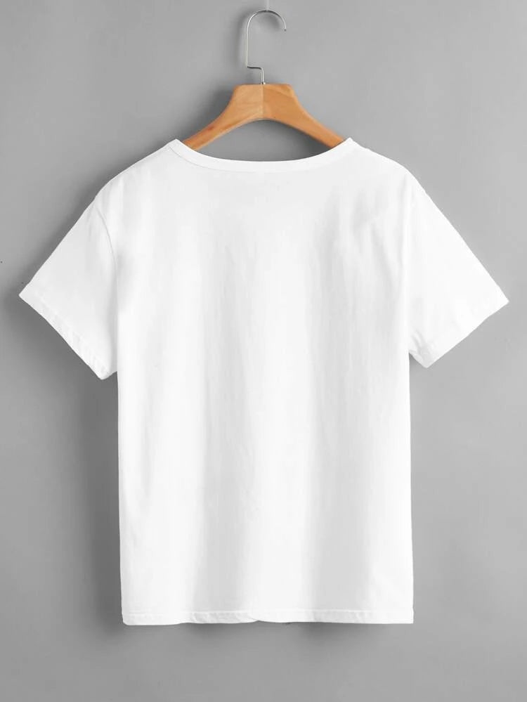 Womens Premium Cotton Printed T-Shirt in white, featuring a stylish print design, perfect for casual wear.