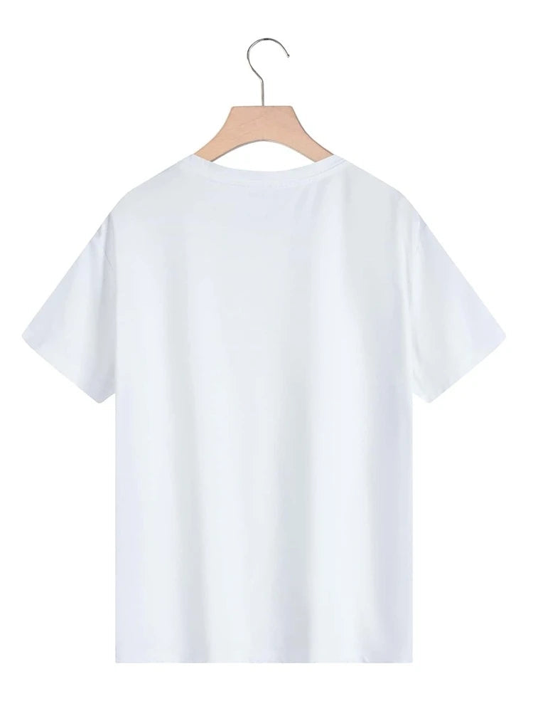 Women's Premium Cotton Printed T-Shirt in white with stylish print design, showcasing soft fabric and comfortable fit.