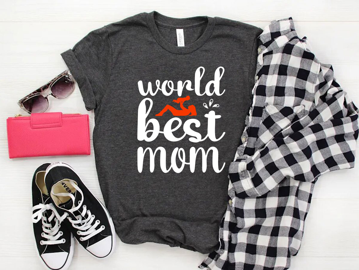 A stylish unisex T-shirt with 'World Best Mom' printed on it, made from soft ring spun cotton, available in multiple colors.