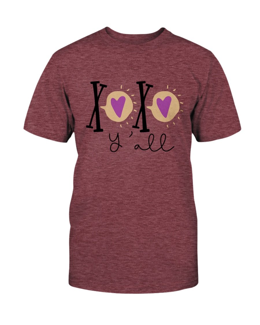 Xo Xo Y'all Shirt in various colors, showcasing its soft fabric and stylish design.