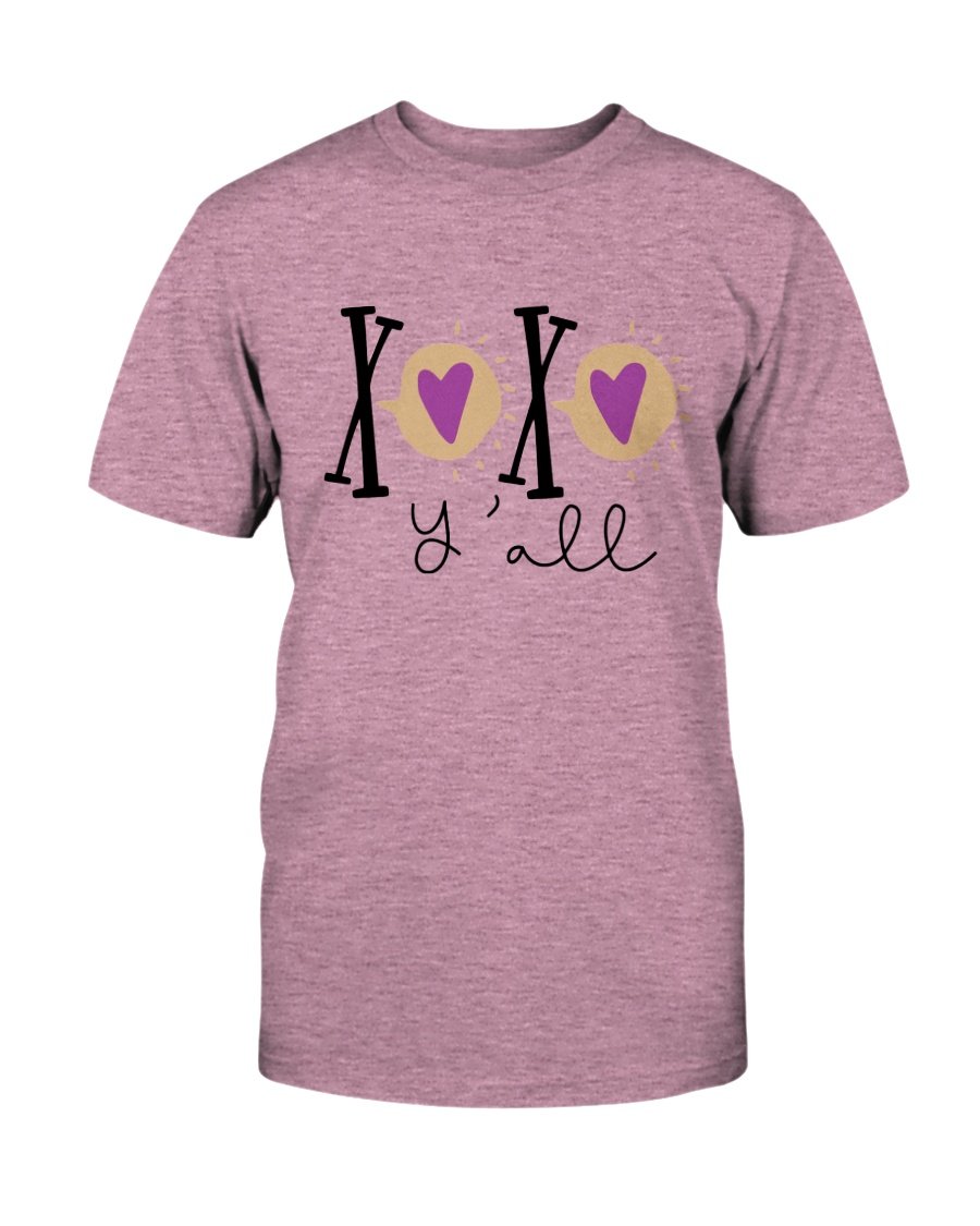 Xo Xo Y'all Shirt in various colors, showcasing its soft fabric and stylish design.