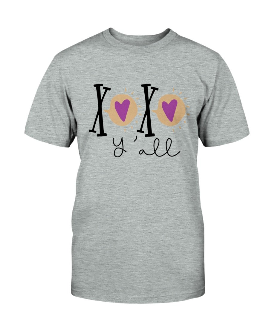 Xo Xo Y'all Shirt in various colors, showcasing its soft fabric and stylish design.