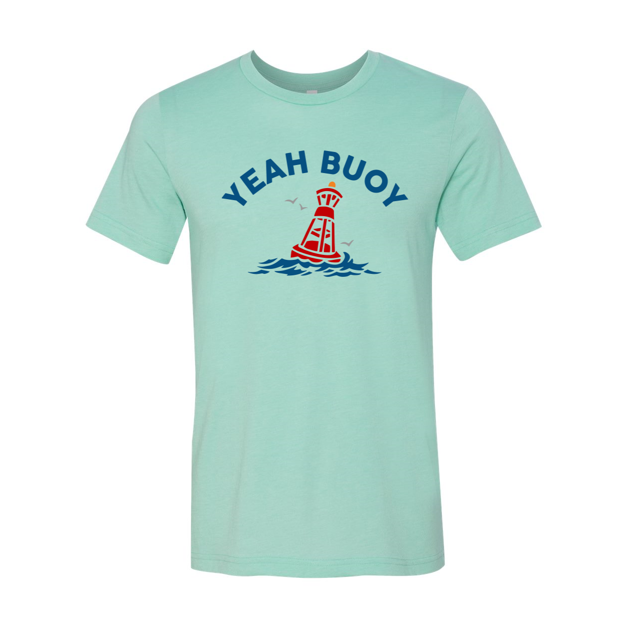 Yeah Buoy T-shirt displayed on a mannequin, showcasing its classic unisex design and soft fabric.