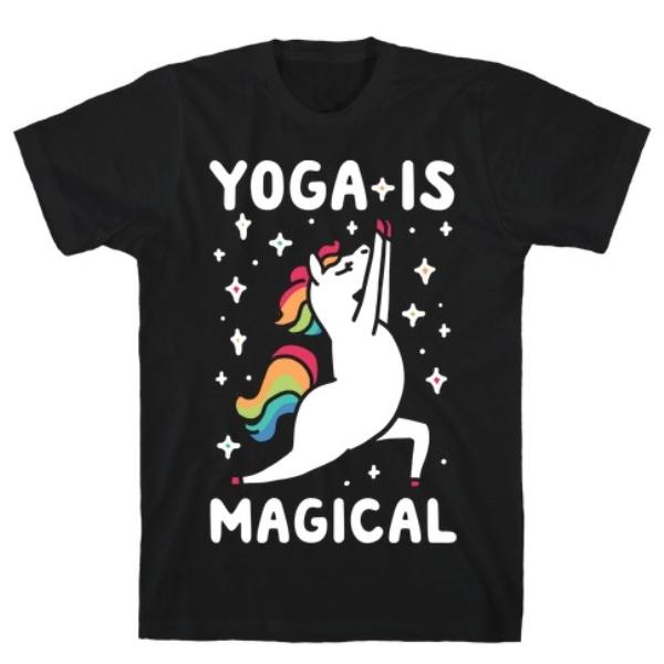 YOGA IS MAGICAL T-SHIRT featuring artistic design on soft ringspun cotton fabric.