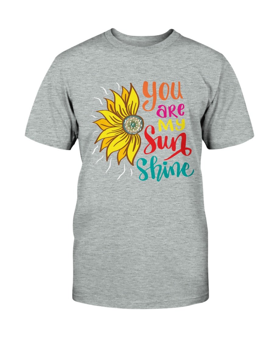 A unisex You Are My Sun Shine Shirt in various colors, showcasing its soft fabric and stylish design.