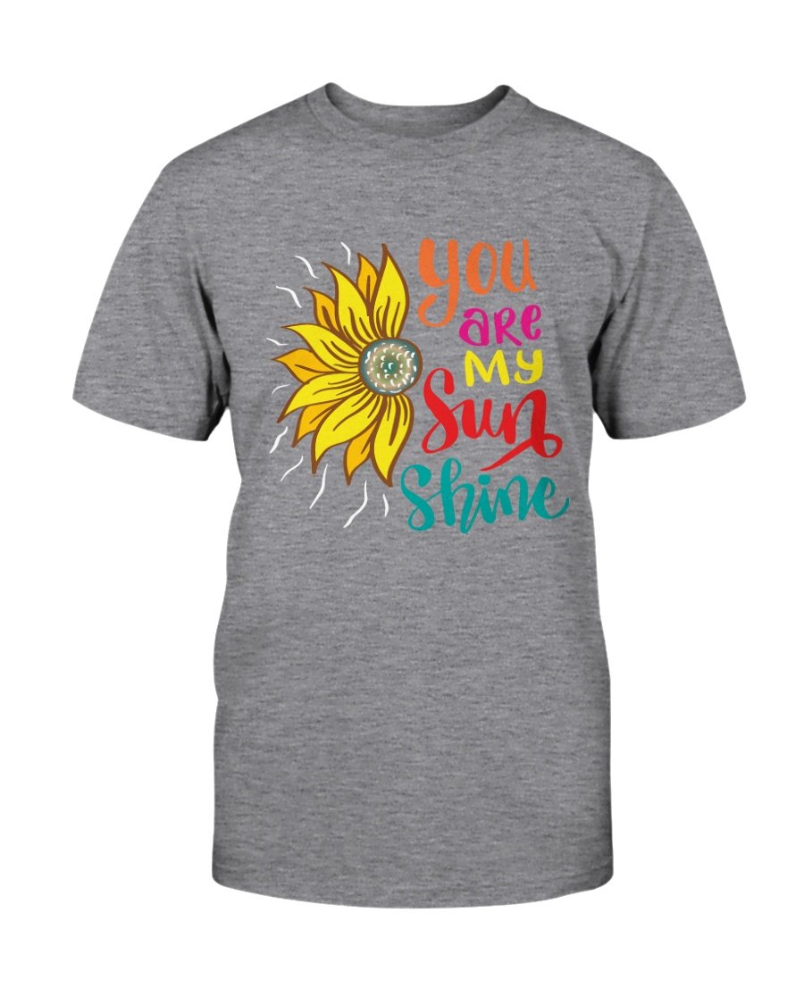 A unisex You Are My Sun Shine Shirt in various colors, showcasing its soft fabric and stylish design.