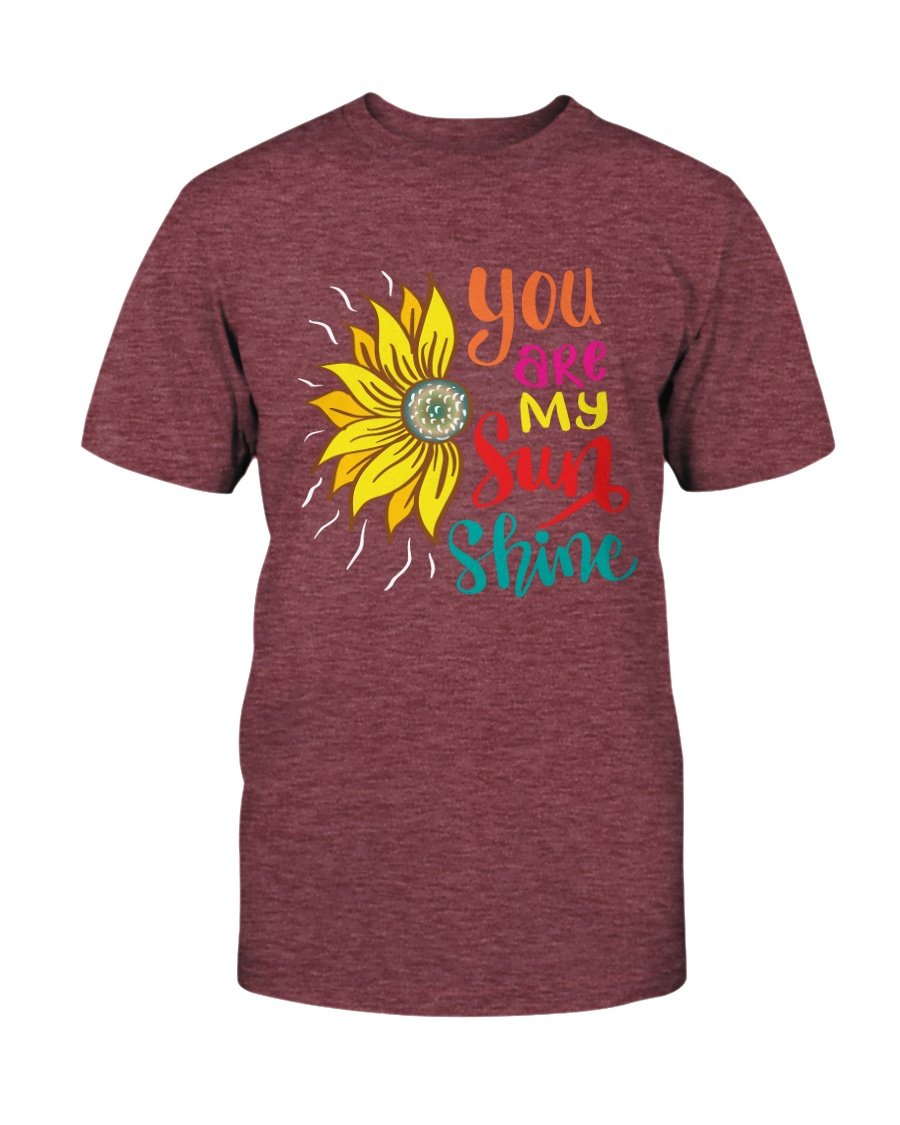 A unisex You Are My Sun Shine Shirt in various colors, showcasing its soft fabric and stylish design.