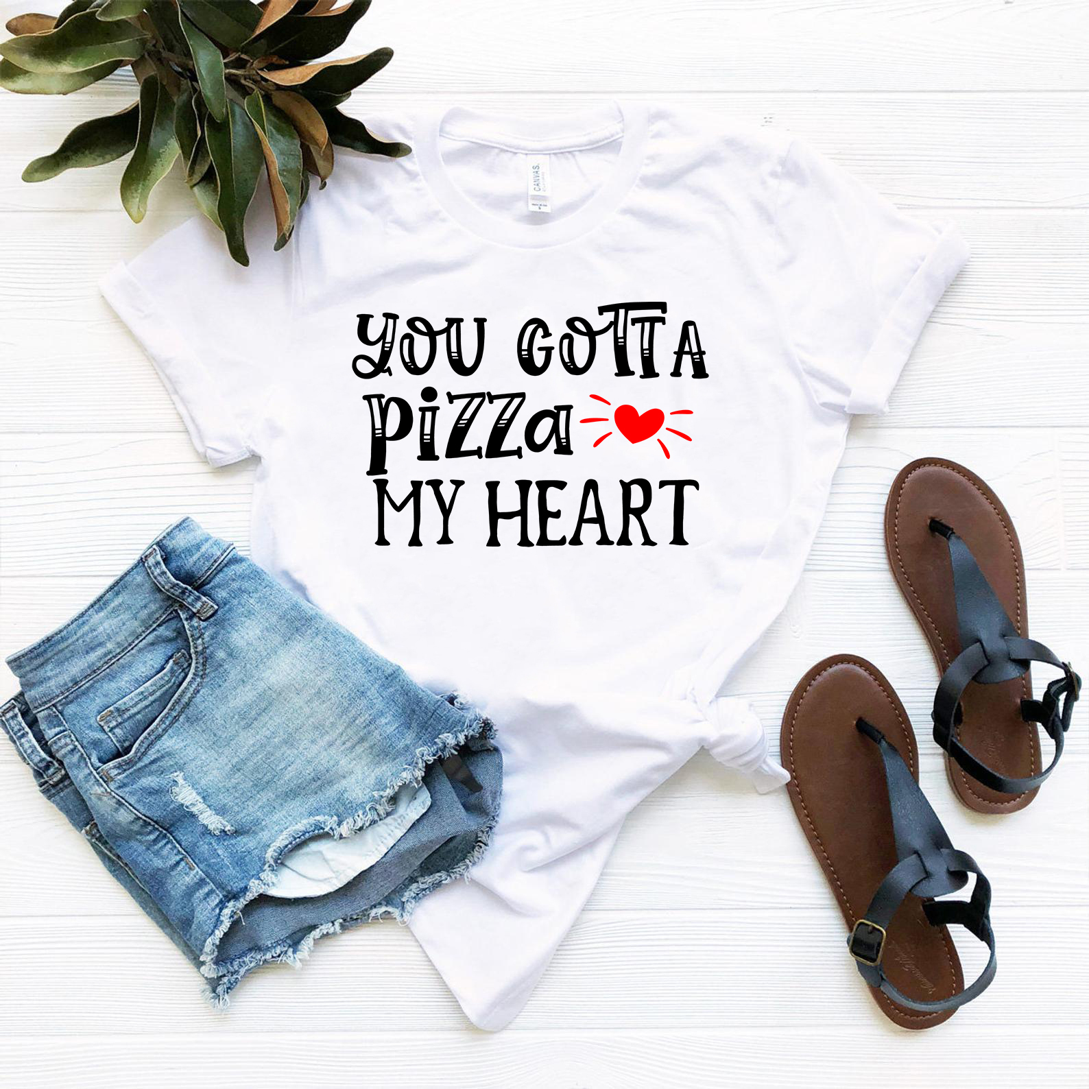 You Gotta Pizza My Heart Shirt in various colors, showcasing its comfortable fit and stylish design.