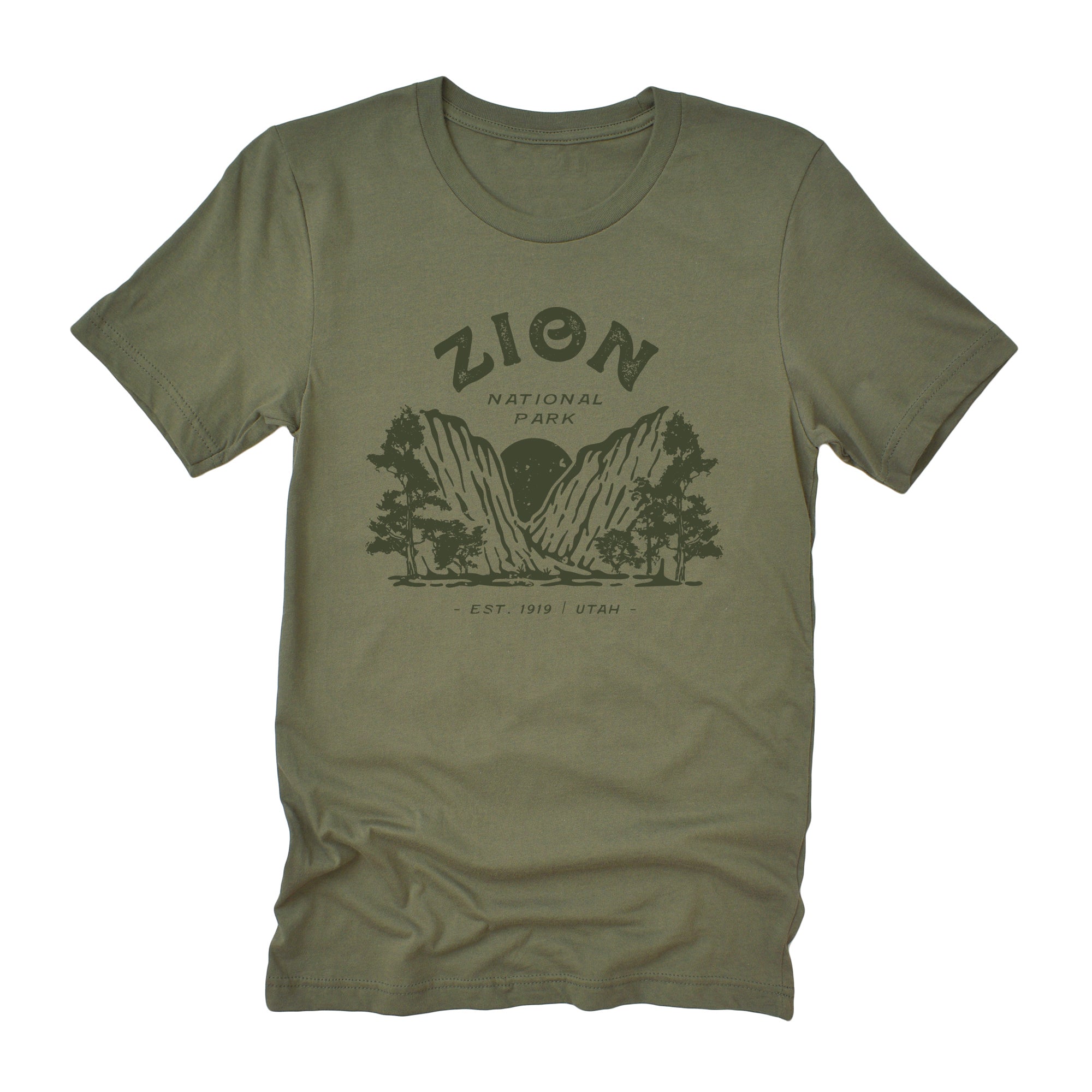 Zion National Park Short Sleeve T-Shirt featuring a relaxed fit and distressed design, made from soft combed cotton.