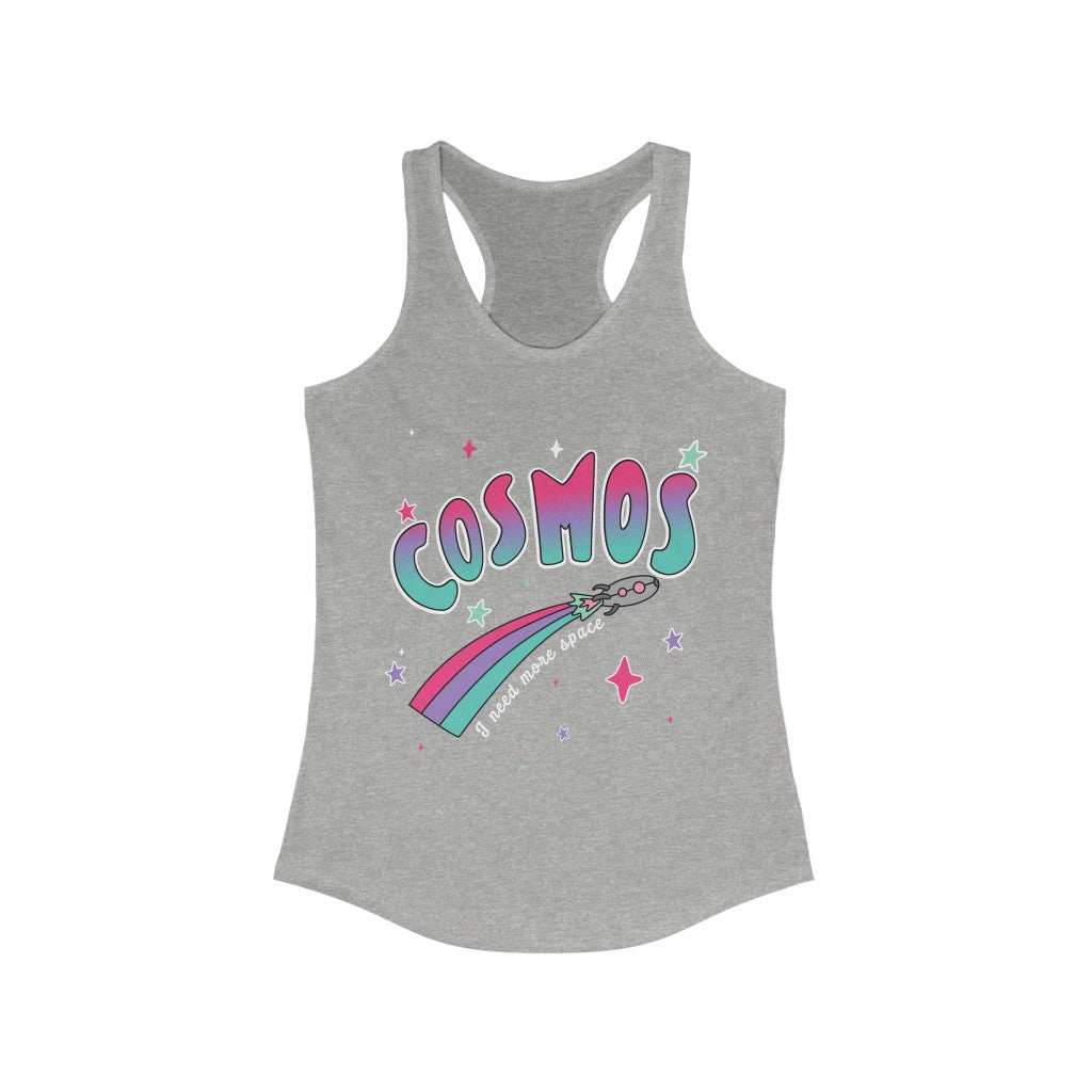 Cosmos Space Racerback Tank Top featuring a slim fit design made of soft cotton and polyester blend, ideal for casual wear and workouts.