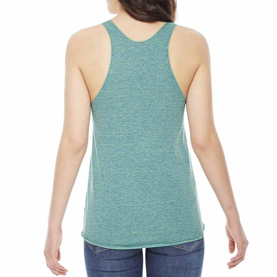 Back view of woman in tank top.