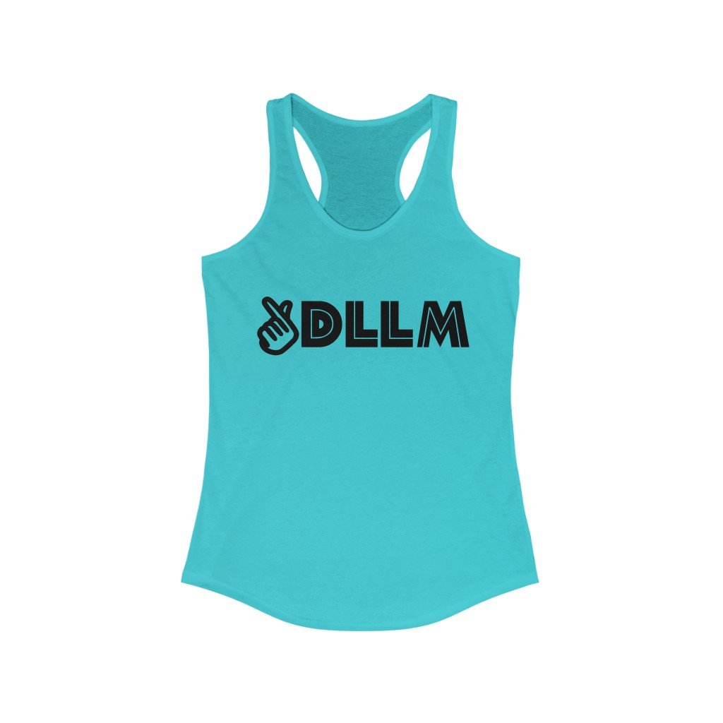 DLLM Women's Ideal Racerback Tank Top in various colors, showcasing its slim fit and lightweight fabric, perfect for yoga and casual wear.