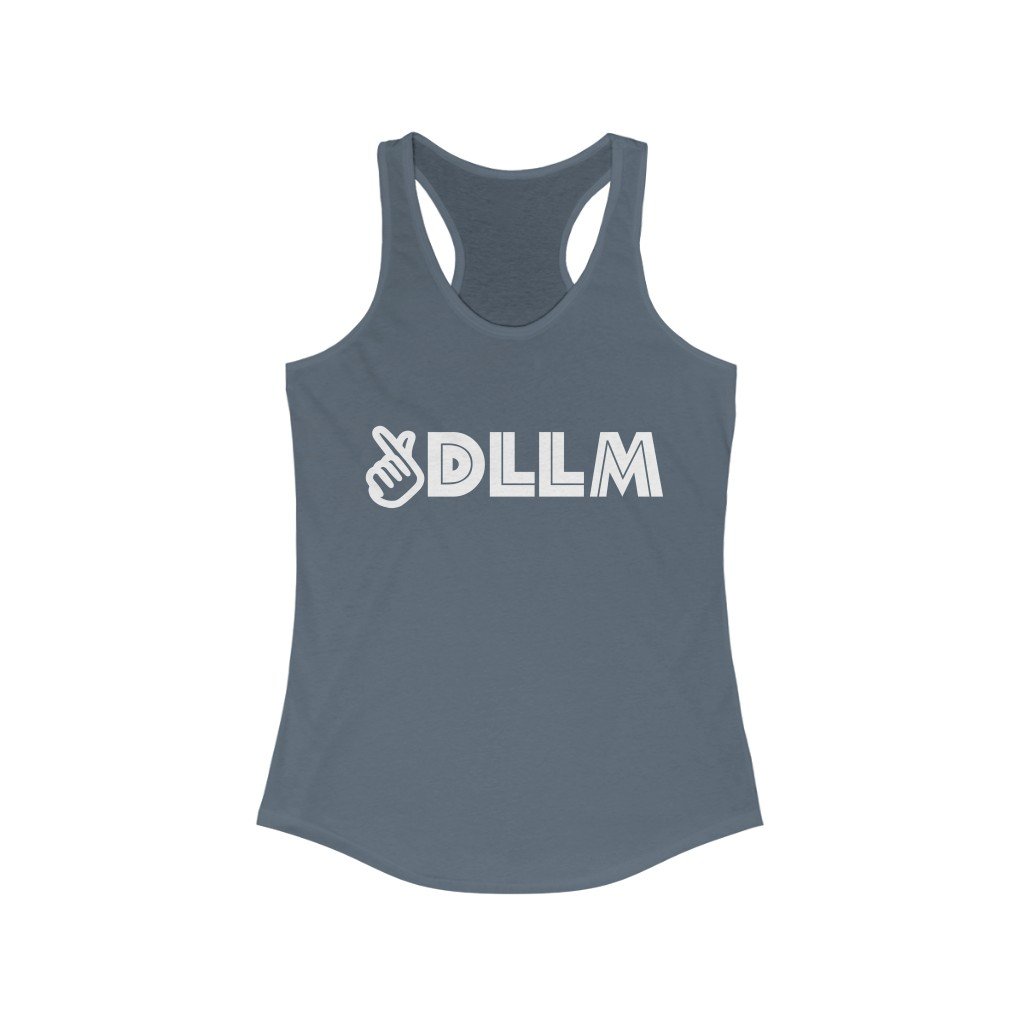 DLLM Women's Ideal Racerback Tank Top in various colors, showcasing its slim fit and lightweight fabric, perfect for casual and active wear.