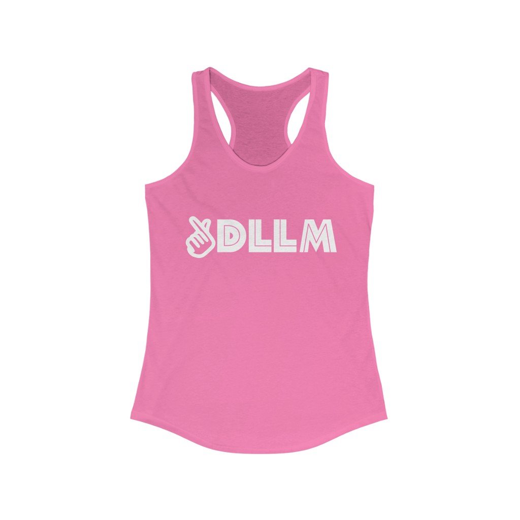 DLLM Women's Ideal Racerback Tank Top in various colors, showcasing its slim fit and lightweight fabric, perfect for casual and active wear.