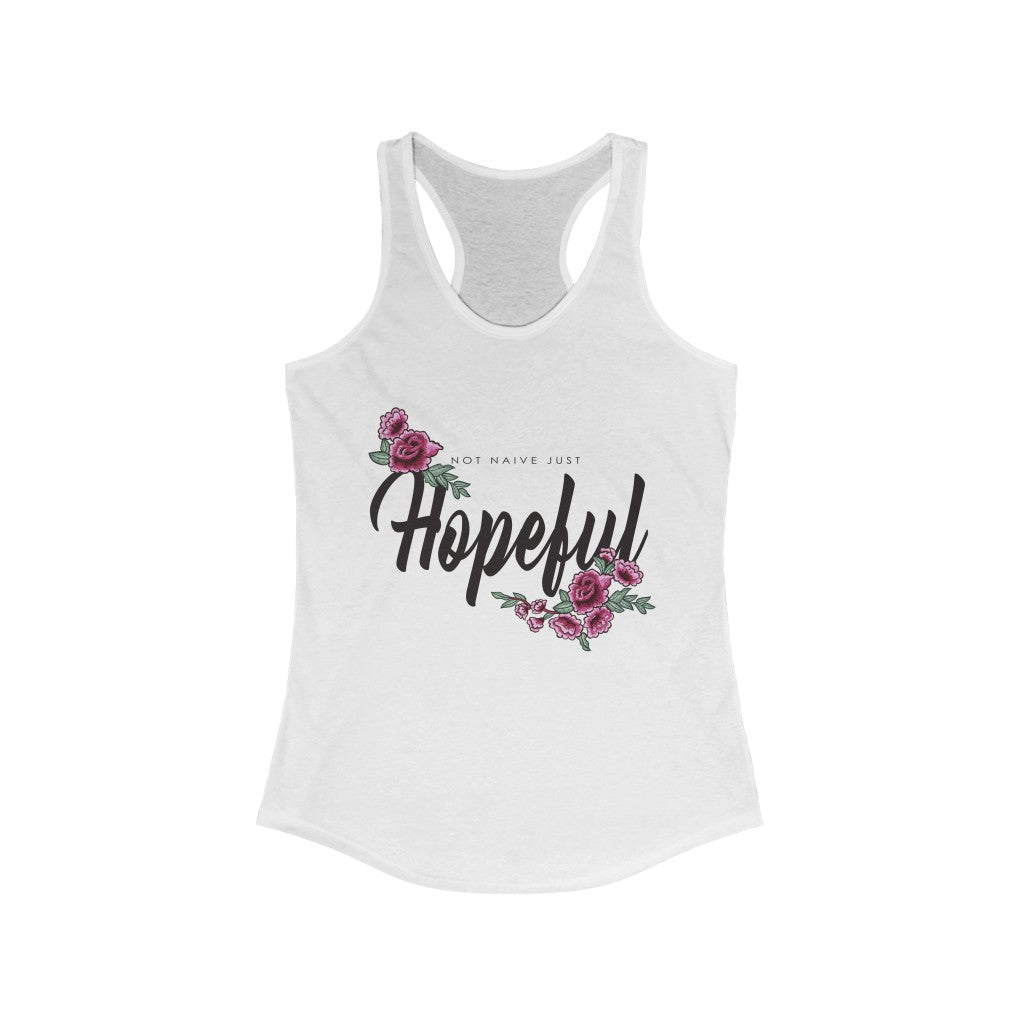 Hopful Women's Ideal Racerback Tank Top in various colors, showcasing its slim fit and lightweight fabric.