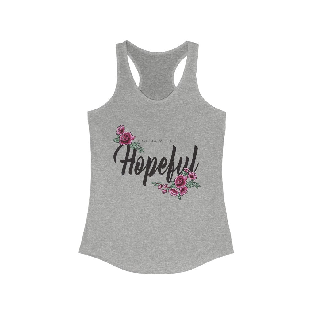 Hopful Women's Ideal Racerback Tank Top in various colors, showcasing its slim fit and lightweight fabric.