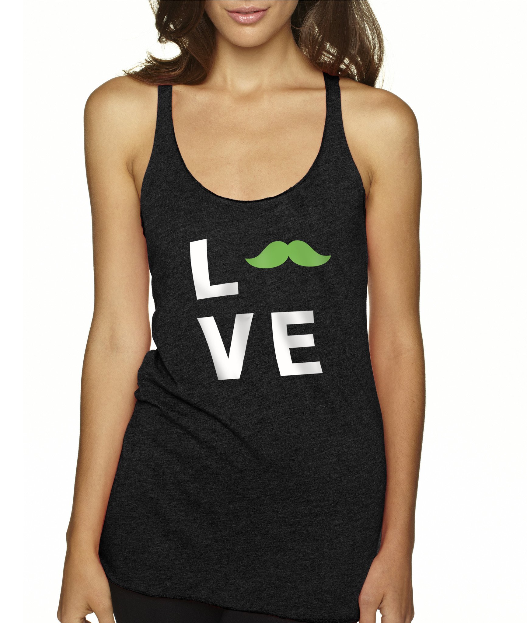 A stylish 'Love' Tank top featuring a bold graphic design, made from a soft cotton/poly/rayon blend, perfect for casual wear.