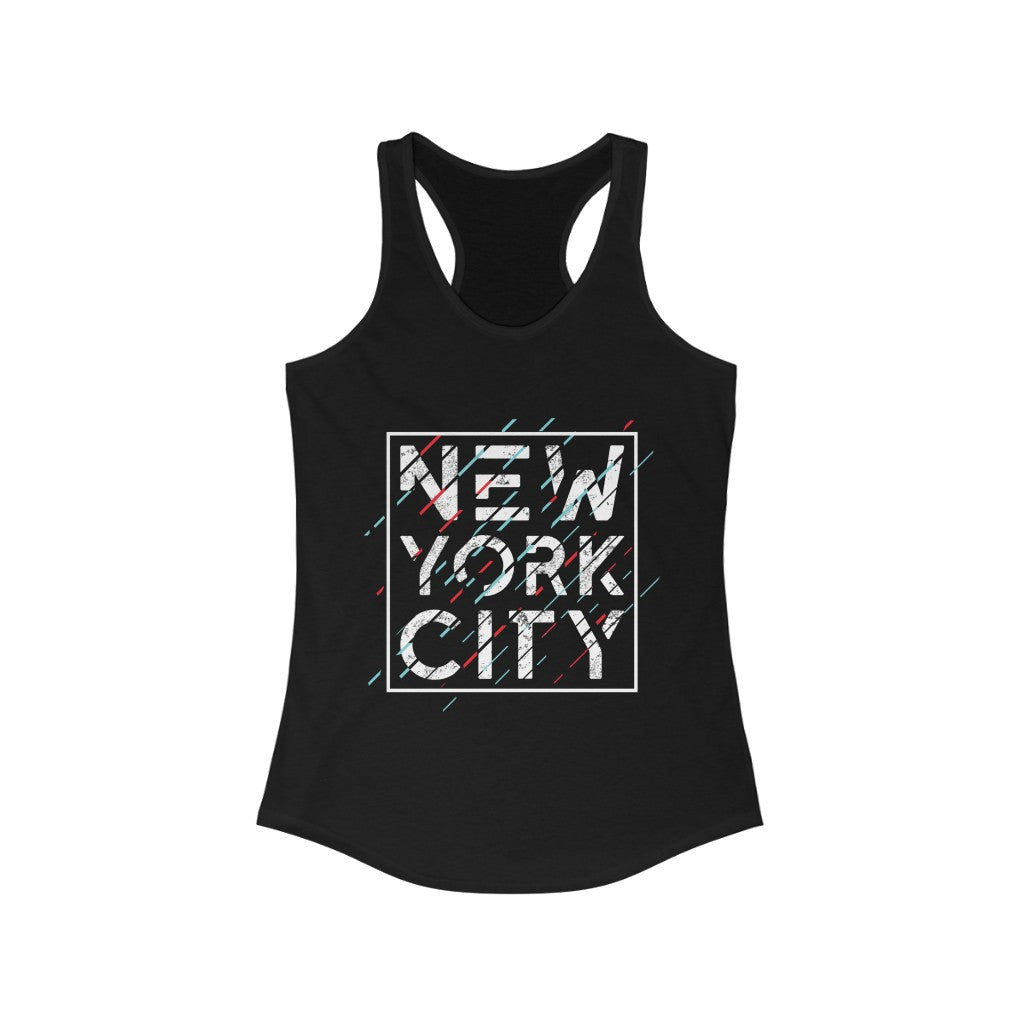 A stylish New York City Racerback Tank Top in a slim fit, showcasing its lightweight fabric and racerback design.