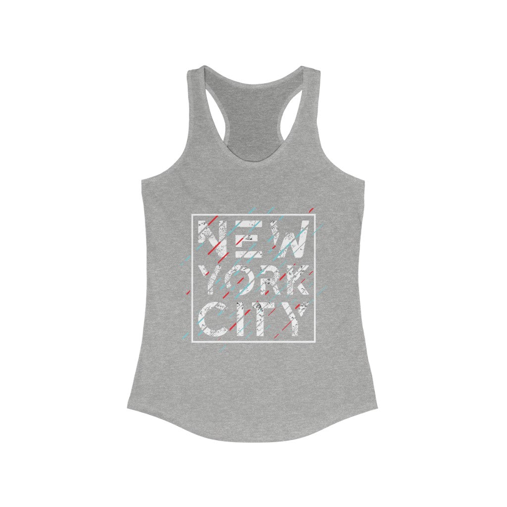 A stylish New York City Racerback Tank Top in a slim fit, showcasing its lightweight fabric and racerback design.