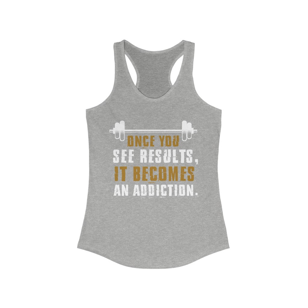 Once You See Results Racerback Tank Top in a slim fit, made from soft cotton and polyester blend, ideal for workouts and casual wear.