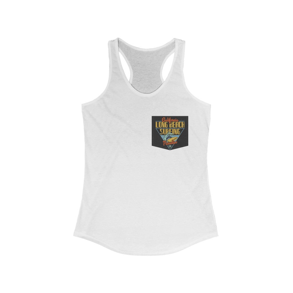 Main Pocket Style California Long Beach Surfin Racerback Tank Top image