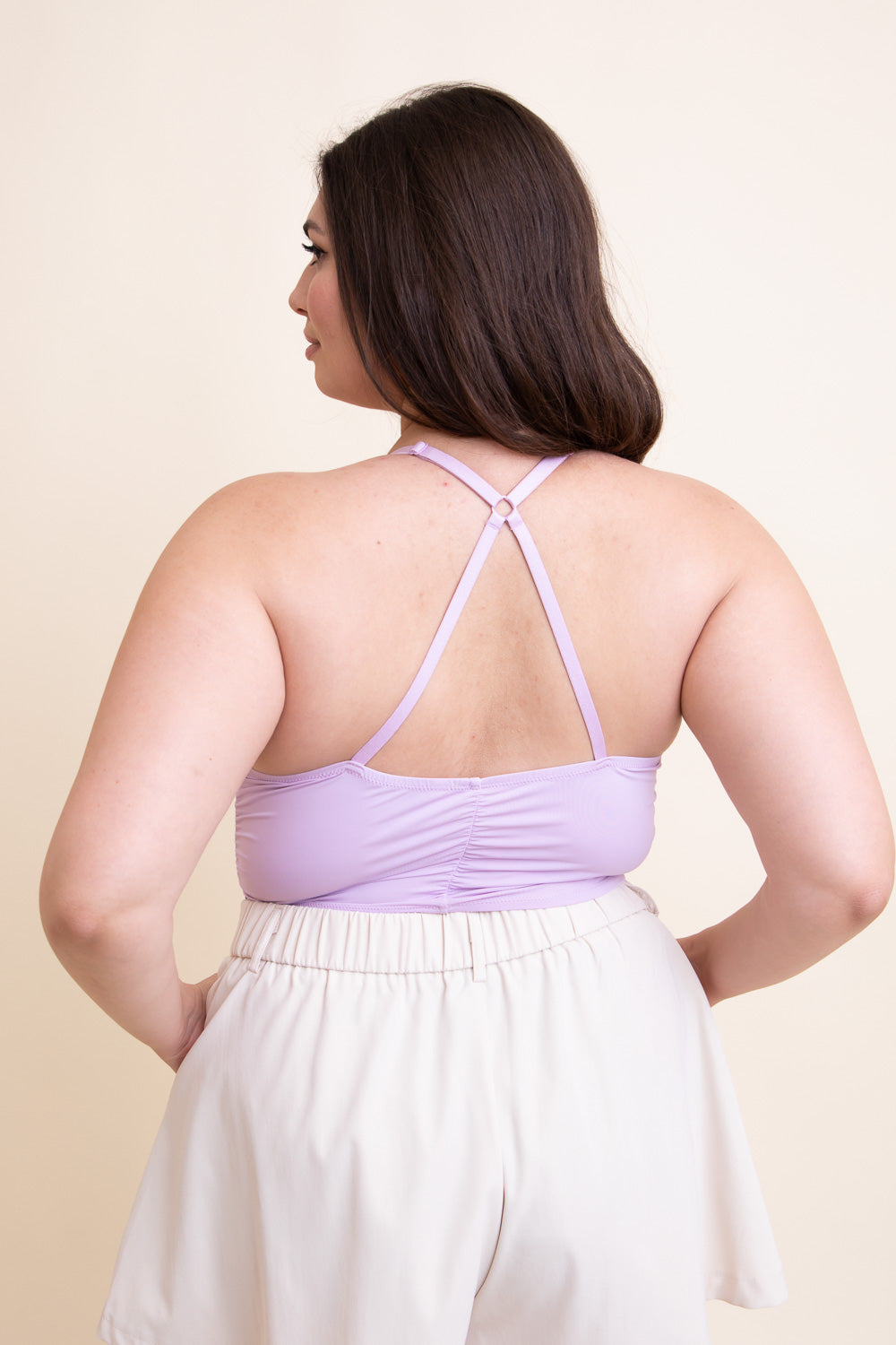 Ruched Bralette Plus in stylish design, perfect for plus size women, showcasing soft fabric and adjustable straps.