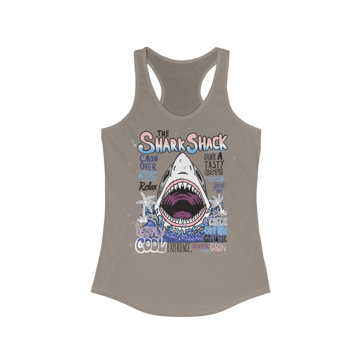 Main The Shark Shack For a Tasty Bite Racerback Tank image