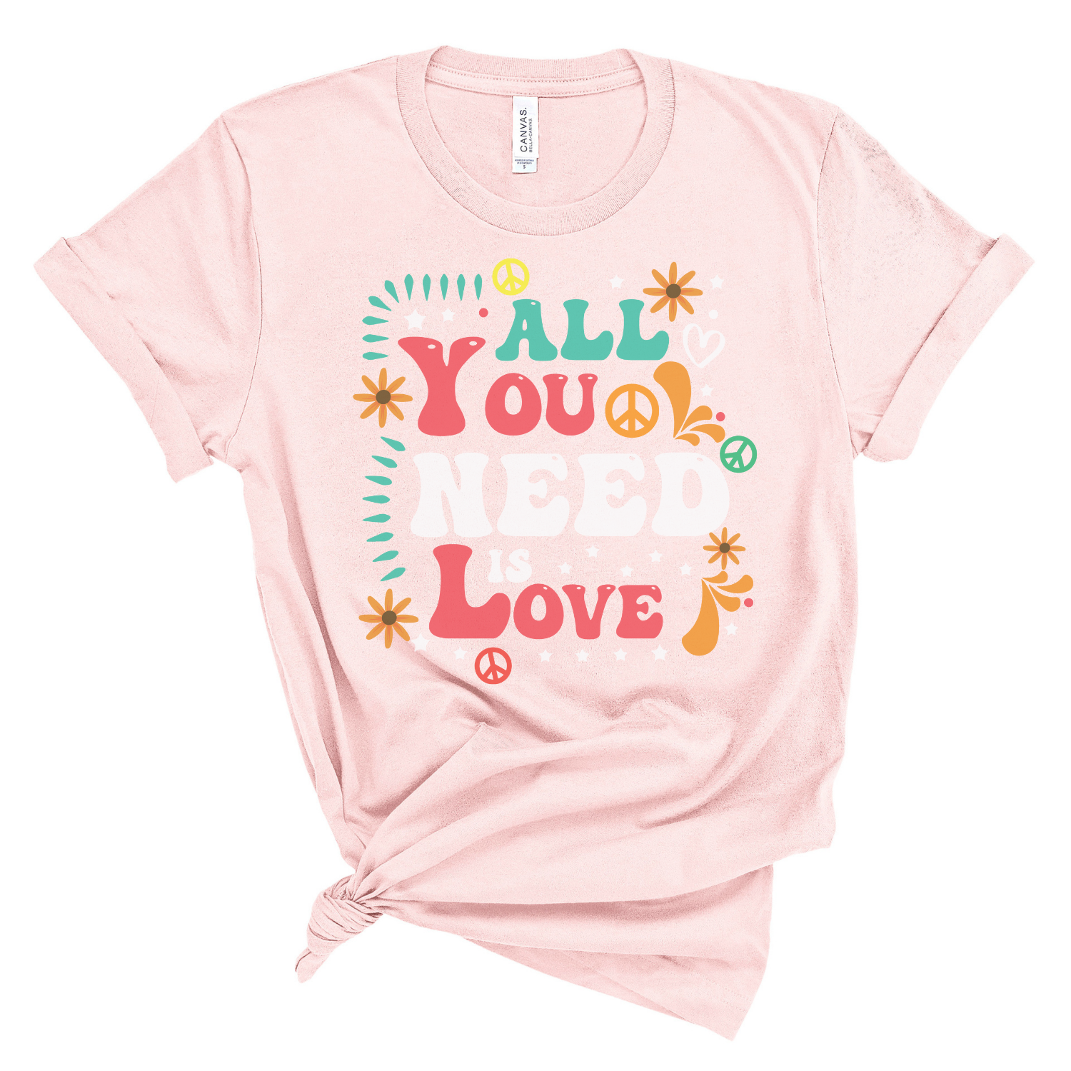 A soft, unisex graphic tee featuring the phrase 'All You Need is Love' in a stylish font, perfect for casual wear.