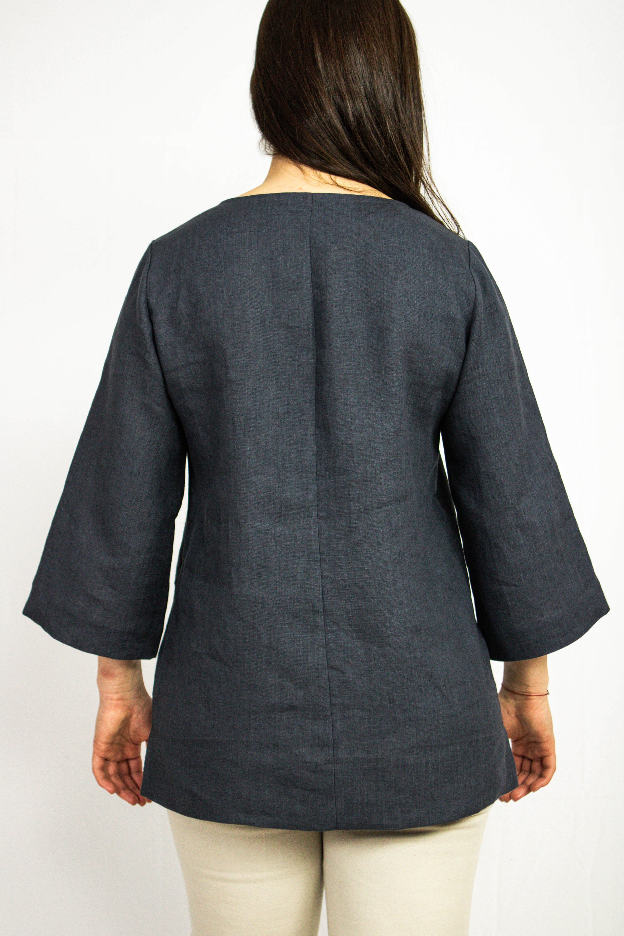 Dark Plum linen oversize top showcasing its elegant design and quality stitching, perfect for casual and holiday wear.