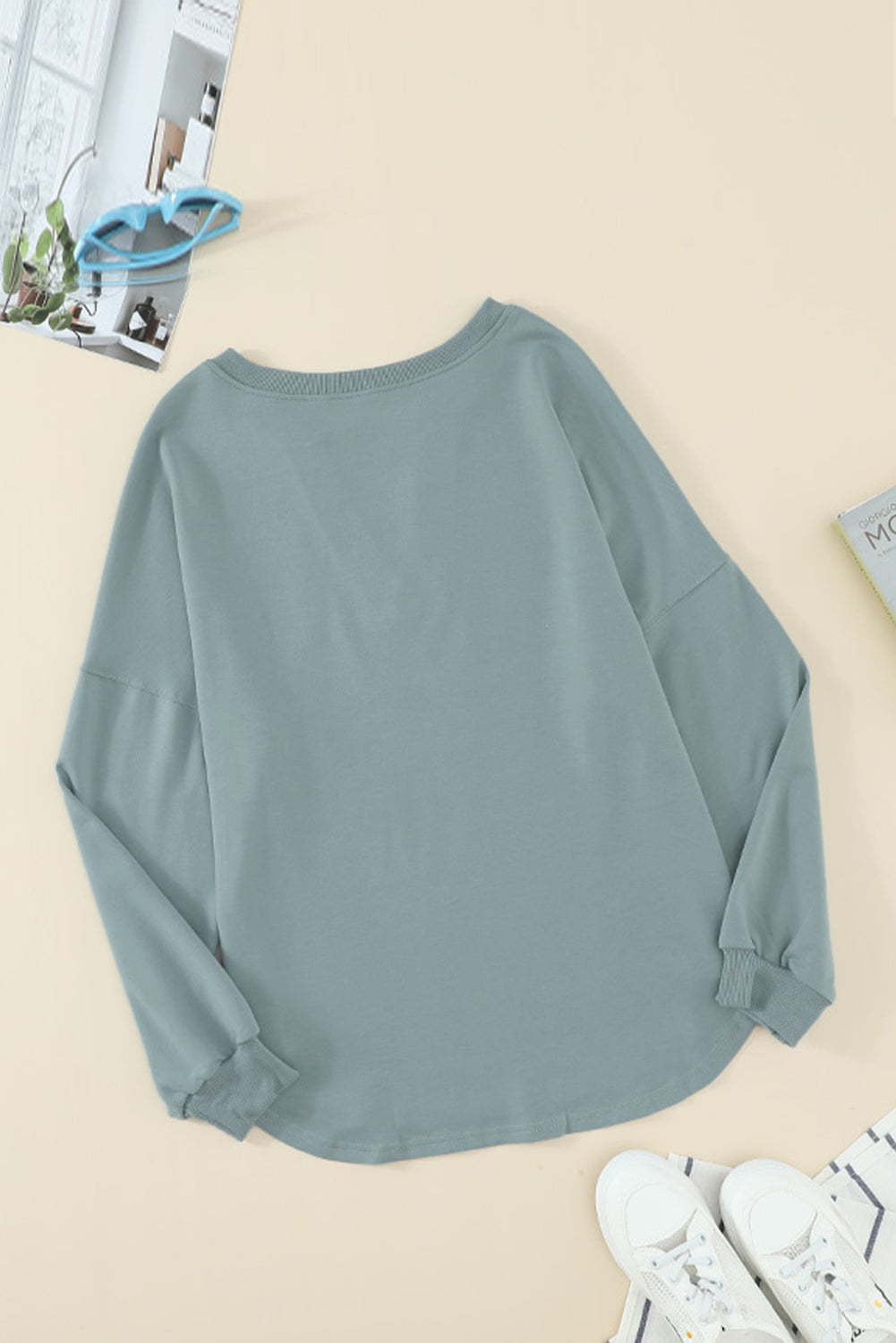 Green Buttoned V Neck Cotton Loose Fit Top featuring a stylish V-neckline, button-up design, and full sleeves, perfect for casual wear.