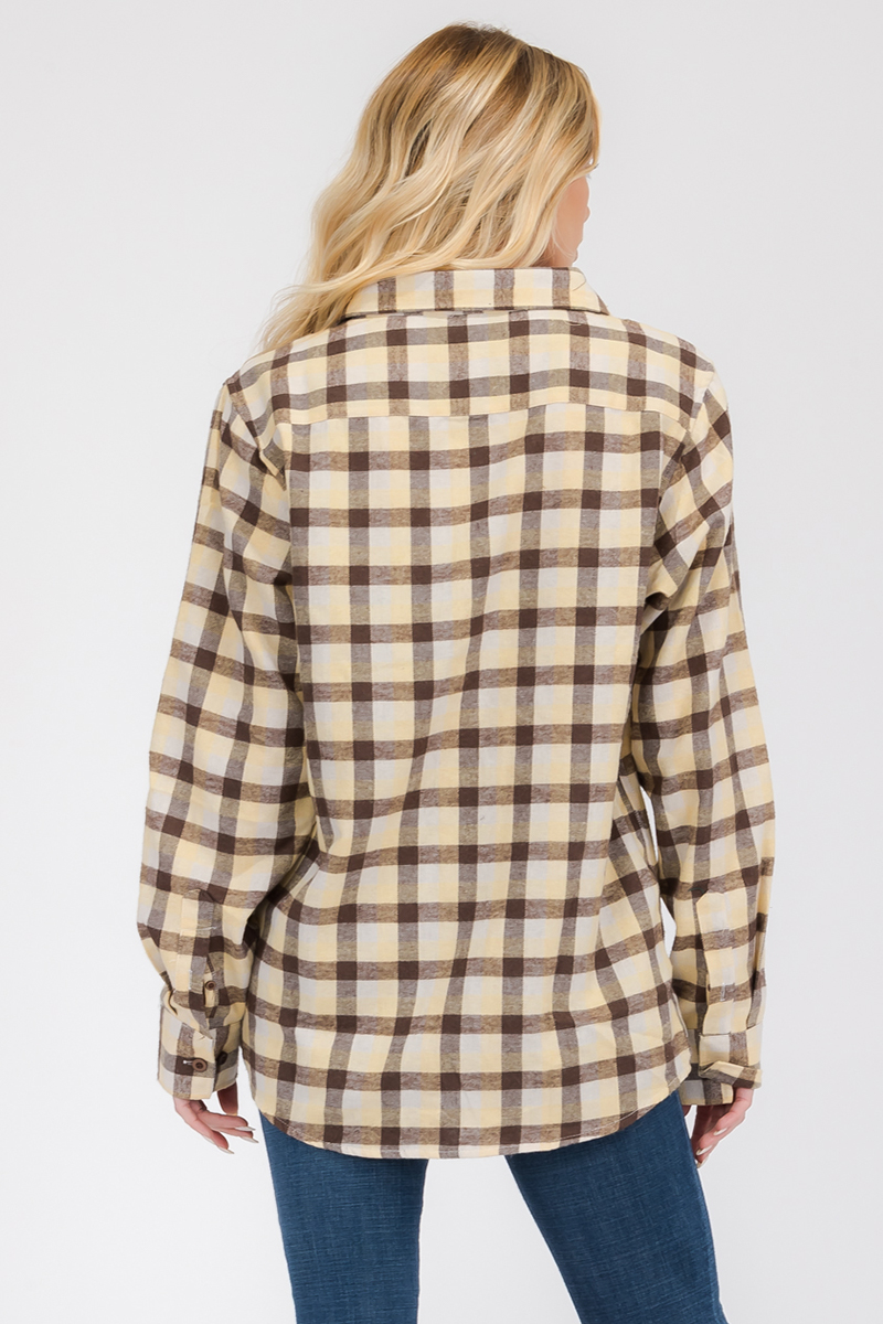 Oversize Boyfriend Plaid Checkered Flannel featuring a classic plaid pattern, dual chest pockets, and a button-up front.