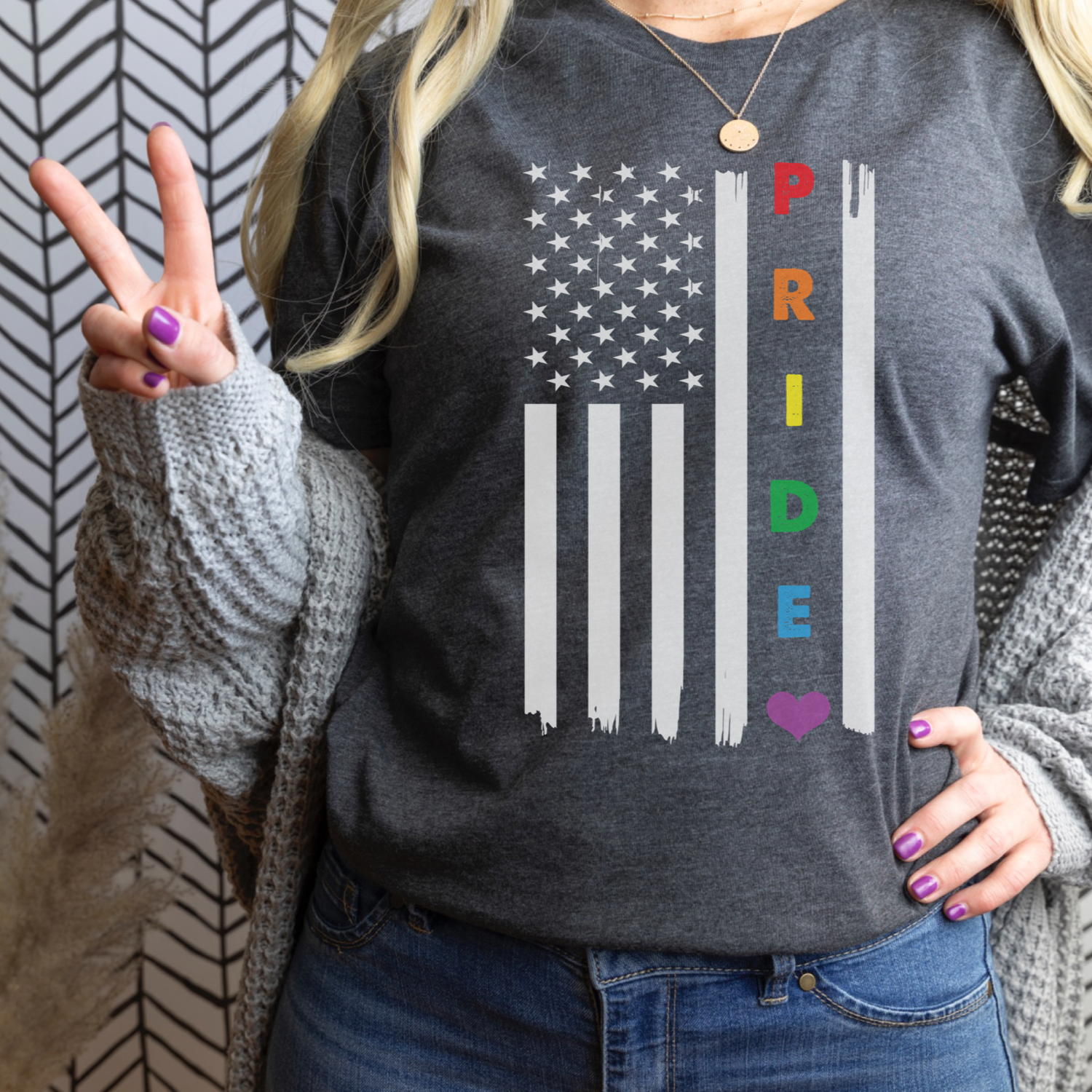 A vibrant Pride Flag Graphic Tee made from soft 100% ring spun cotton, featuring a colorful pride flag design.