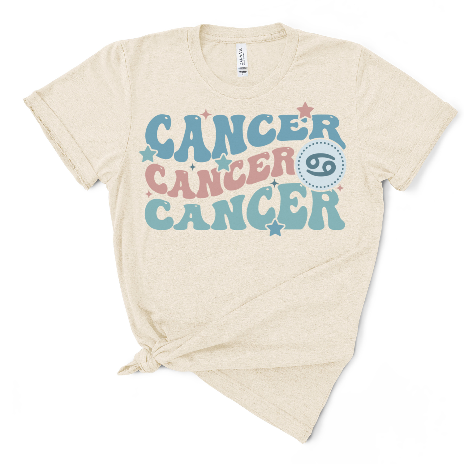 A soft tri-blend Retro Cancer Graphic Tee featuring a vintage design, perfect for casual wear and supporting cancer awareness.