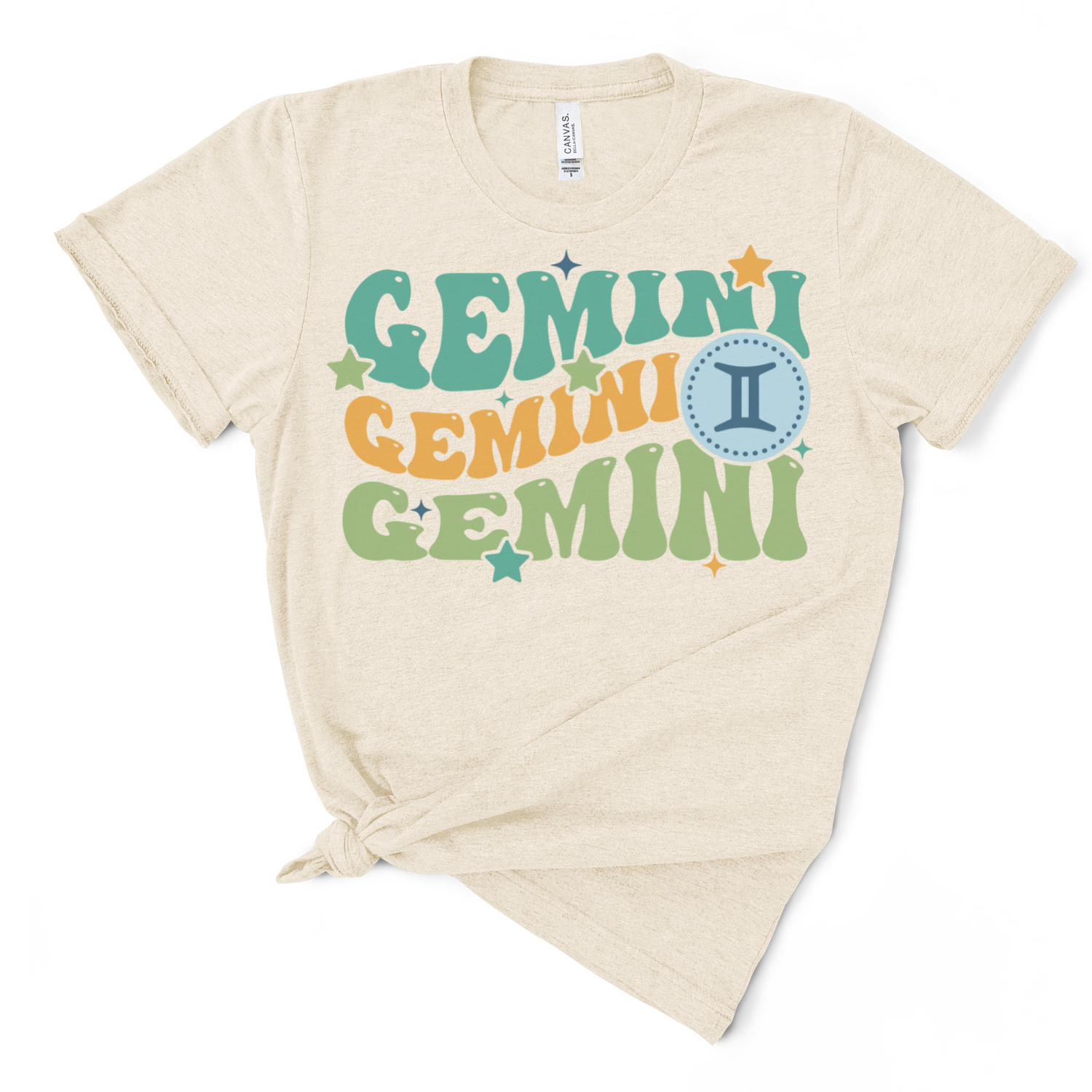 A soft tri-blend Retro Gemini Graphic Tee featuring a vintage design, perfect for casual wear.