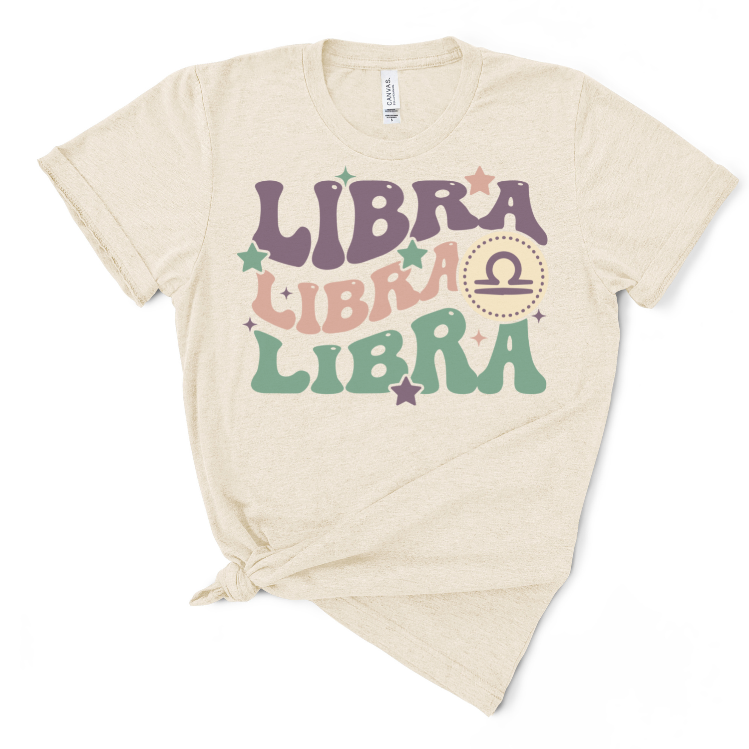 A soft tri-blend Retro Libra Graphic Tee featuring a vintage Libra design, perfect for casual wear.