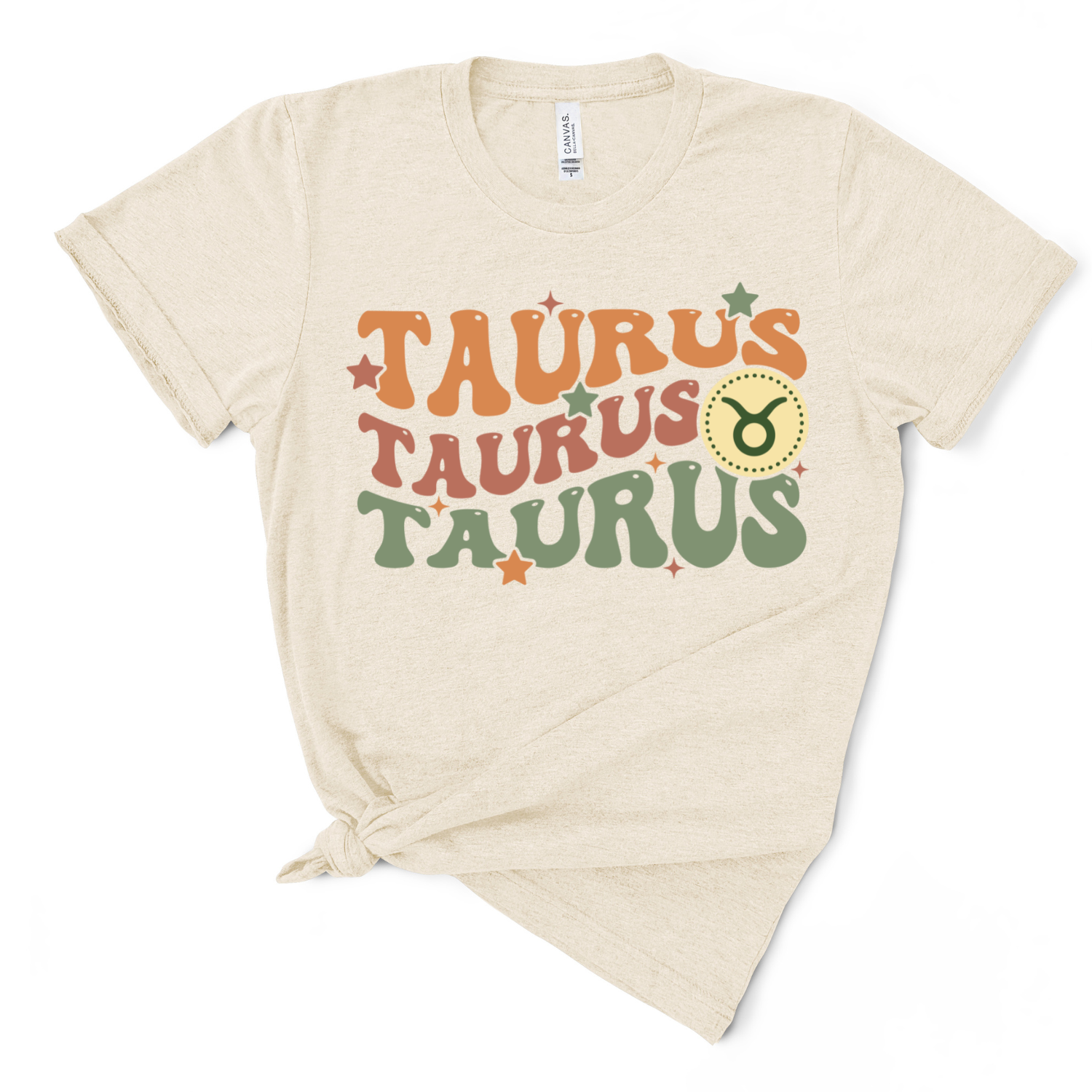 A soft tri-blend Retro Taurus Graphic Tee featuring a vintage Taurus design, perfect for casual wear.