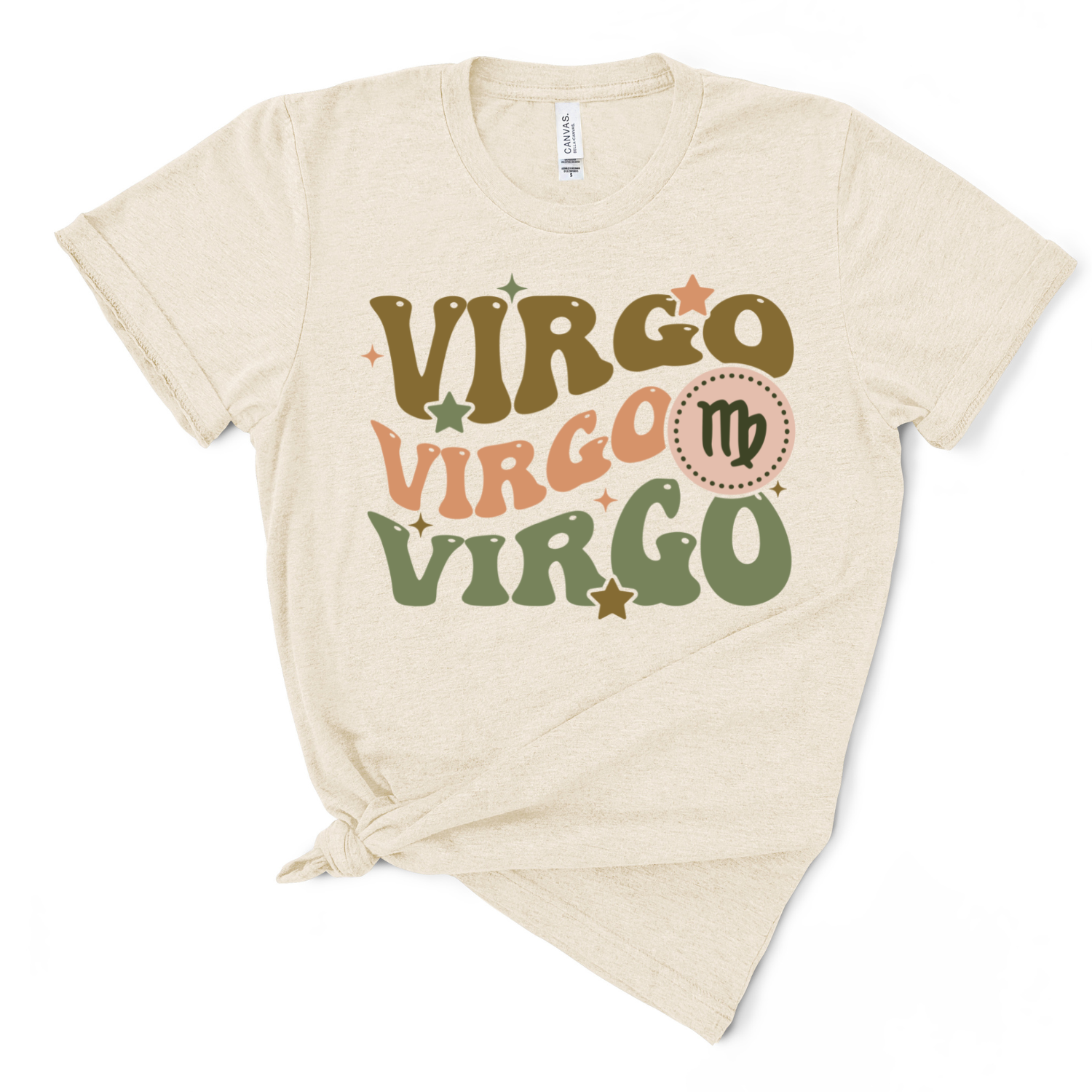 A soft tri-blend Retro Virgo Graphic Tee featuring a vintage design, perfect for casual wear.