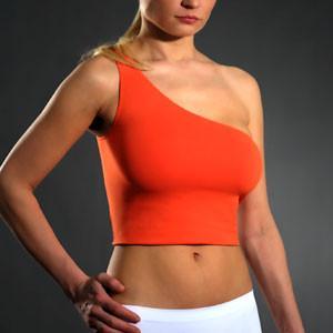 A stylish seamless one shoulder top in vibrant colors, showcasing its off-the-shoulder design and comfortable fit, perfect for active women.