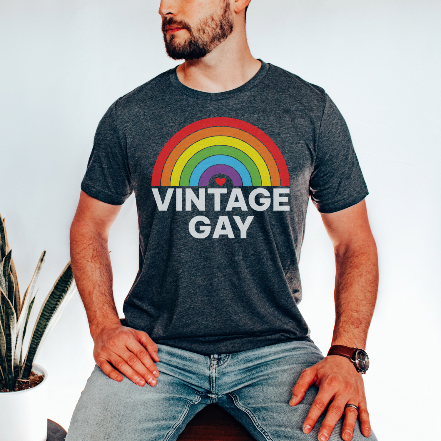 A stylish Vintage Gay Graphic Tee made from soft 100% ring spun cotton, featuring a vibrant graphic design celebrating LGBTQ+ pride.