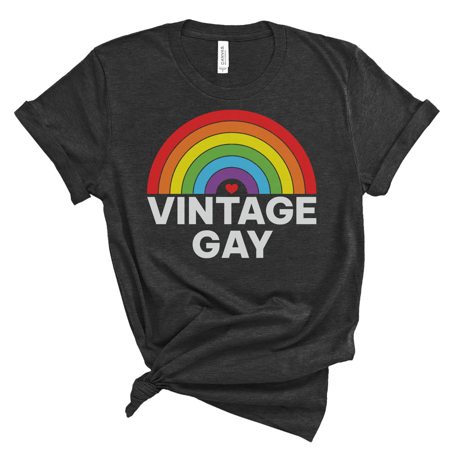 A stylish Vintage Gay Graphic Tee made from soft 100% ring spun cotton, featuring a vibrant graphic design celebrating LGBTQ+ pride.