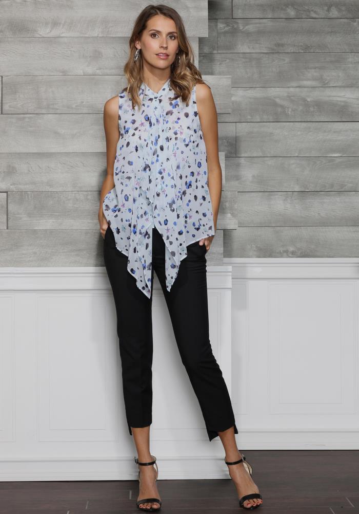 A stylish Women's Elegant Silk Draped Blouse made from 100% silk, featuring a button-up layered design and semi-opaque fabric.