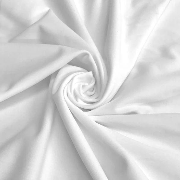 1/2 yard of white nylon tricot fabric, showcasing its soft texture and stretchability.