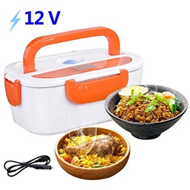 12V Electric Lunch Box Heating Warmer Food Container in vibrant colors, showcasing its eco-friendly design and spacious capacity.