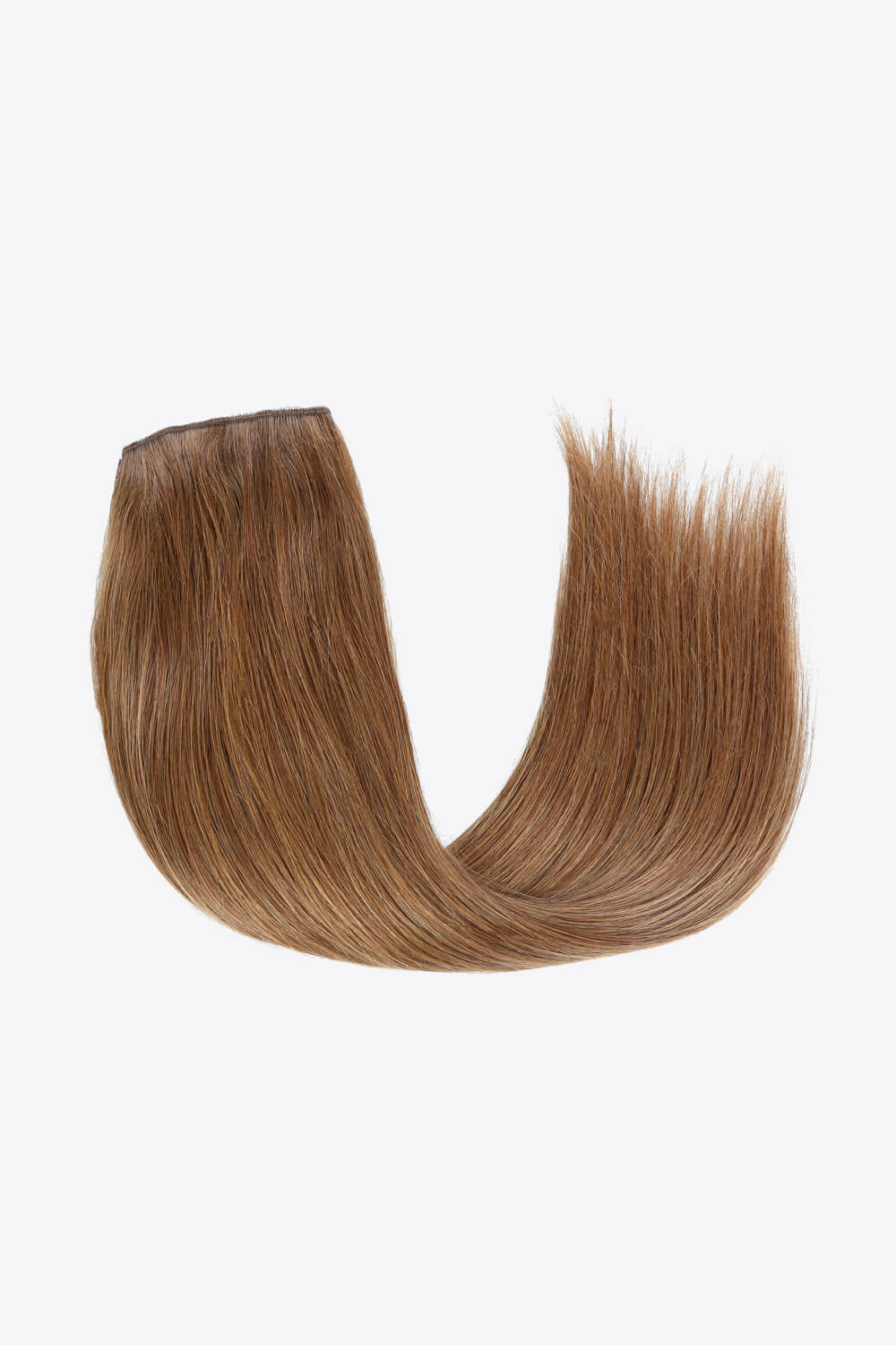 18 inch long straight Indian human halo hair extension displayed in a flat lay style, showcasing its silky texture and natural appearance.