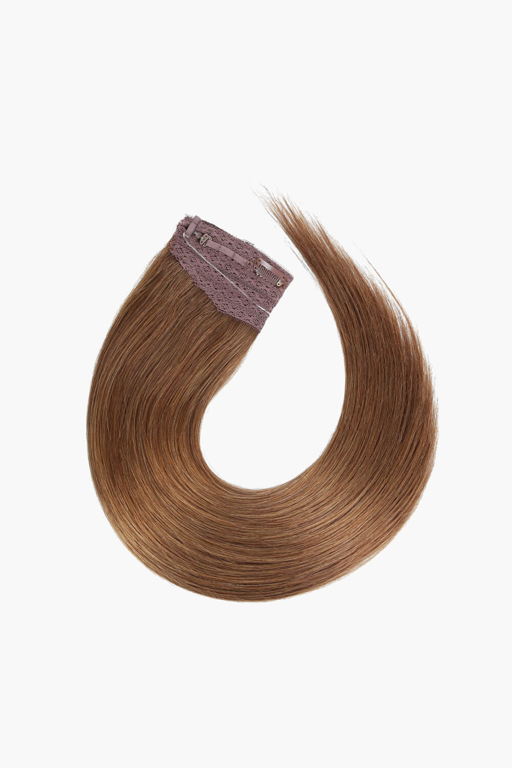 18 inch long straight Indian human halo hair extension displayed in a flat lay style, showcasing its silky texture and natural appearance.