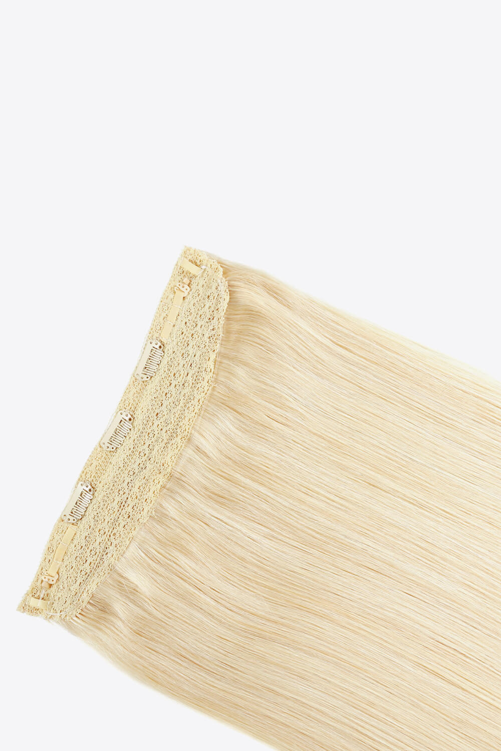 18 inch long straight Indian human halo hair extension displayed in a flat lay style, showcasing its silky texture and natural appearance.