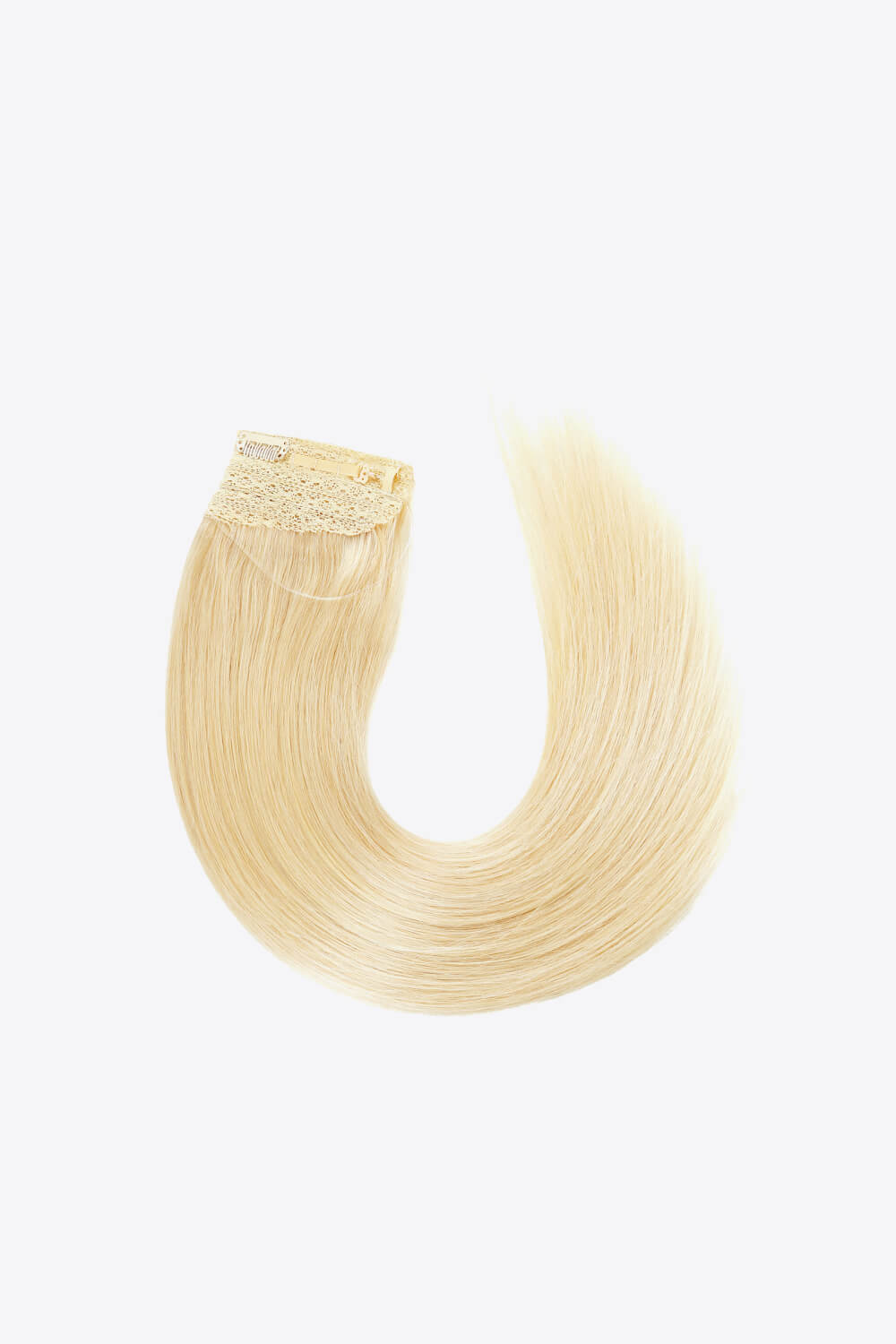 18 inch long straight Indian human halo hair extension displayed in a flat lay style, showcasing its silky texture and natural appearance.