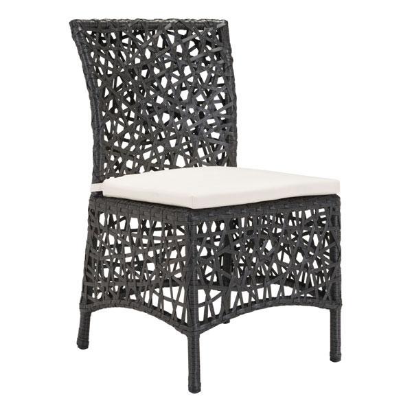 Beautiful brown outdoor chair with subtle curves and open weave pattern, perfect for sunrooms, decks, or pool areas.