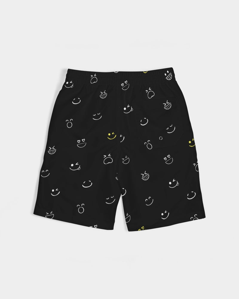 Colorful 2882Junior™ Fit My Mood Winky Face Boys Swim Trunk featuring a playful winky face design, perfect for summer water activities.