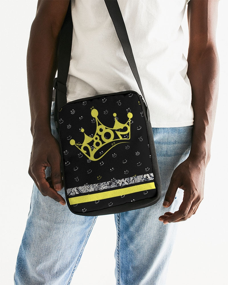 2882Sport Fit My Mood Winky Face Messenger Pouch featuring a playful winky face design, waterproof exterior, and adjustable shoulder strap.